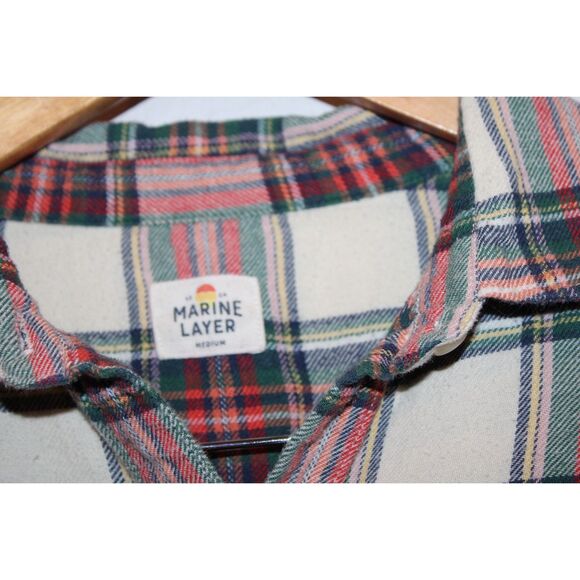 Marine layer tartan plaid size medium button down long sleeve flannel - Picture 4 of 6